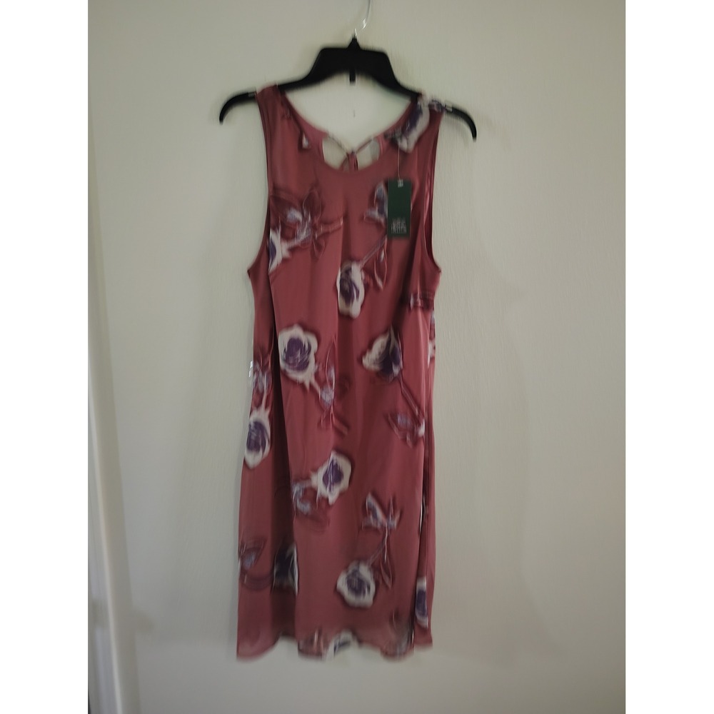 Wild Fable Womens XL Floral Sleeveless Mini Dress Rose Pink‎ Purple Keyhole Back